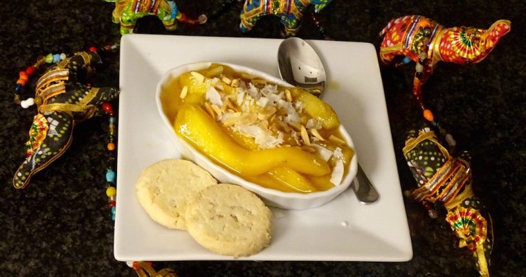 Creamy Cardamon Custard & Caramelized Mangos and Bananas