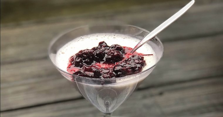 Dairy Free Cardamon Panna Cotta with Berry Compote