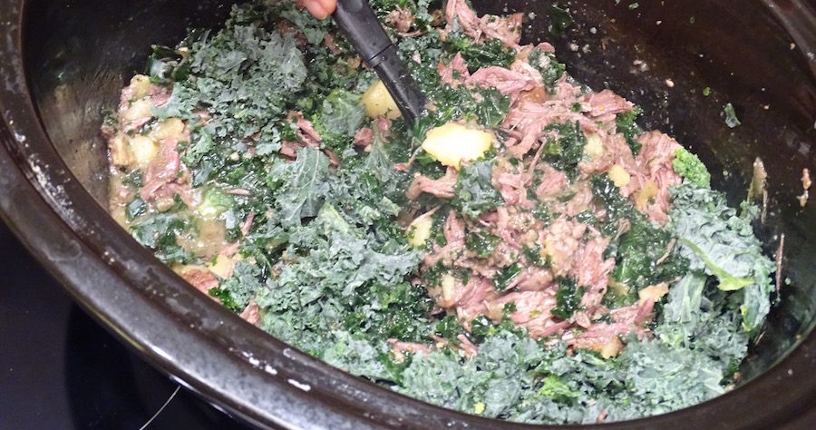 Poached Pot Roast Kale Soup