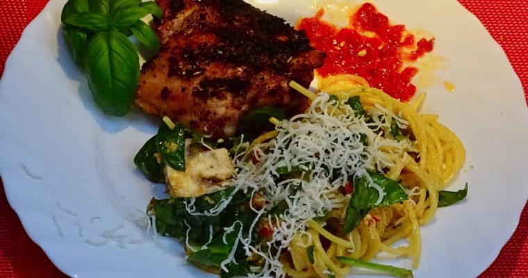 Grilled Basil Chicken & Rustic Pasta