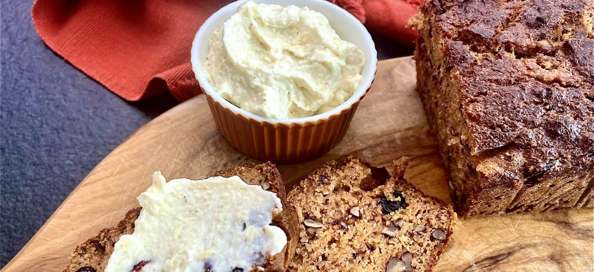 Cassava Flour Sweet Potato Bread & Goat Cheese Spread